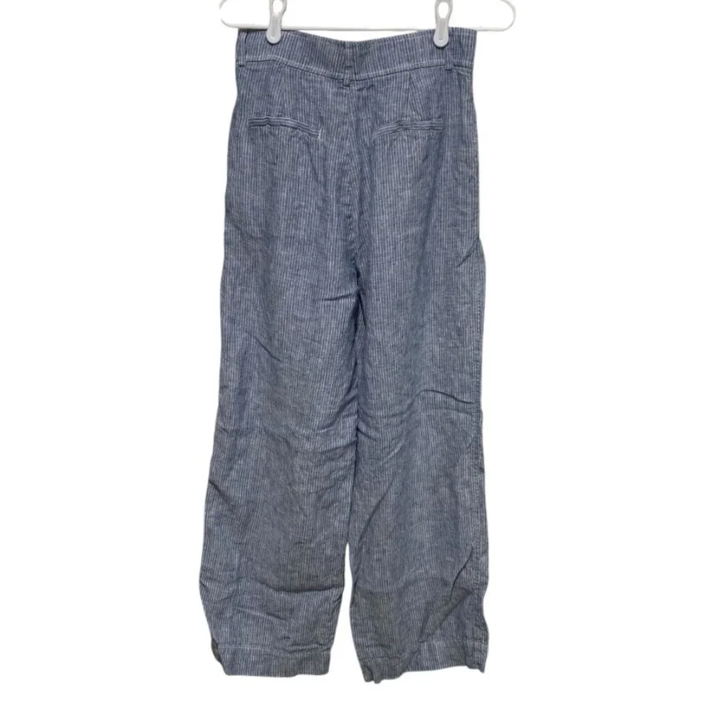 ✅ Everlane The Linen Way-High Drape Pant, White/Blue (4)